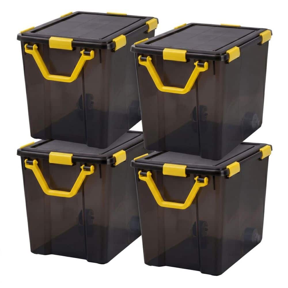26 Gal. Plastic Storage Bin with Buckles, Black (4-Pack) price history on PriceWatchPro