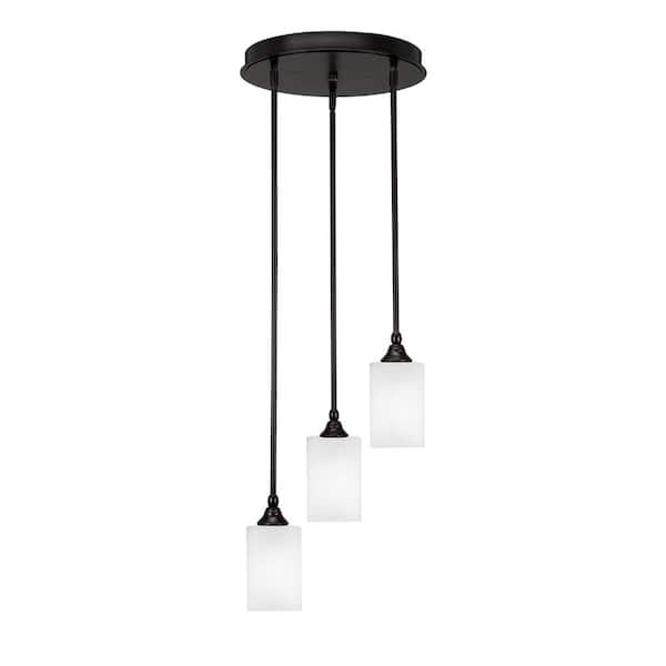 Unbranded Villa 60-Watt in. 3 Light Espresso Stem Pendant Light with 4 in. White Muslin Glass Shade, No bulbs included