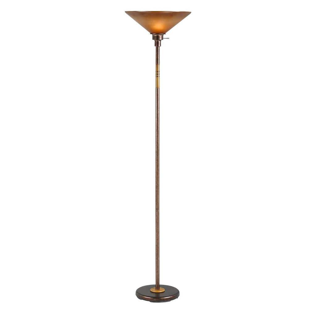 HomeRoots 70 in. Rust 1 Dimmable (Full Range) Torchiere Floor Lamp for ...