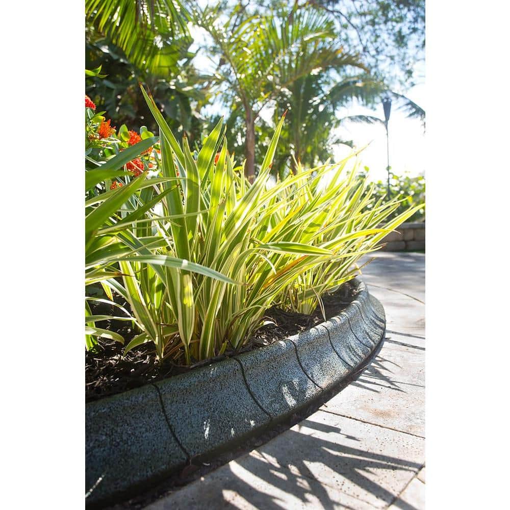 EcoBorder Grey Recycled Rubber 4ft Landscape Edging (4-Pack)
