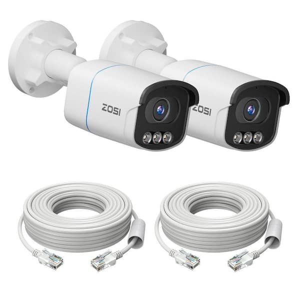 C186A 2 Pack 4K 8MP PoE Add-on hardwired IP Security Camera, Only Work with same brand 4K NVR