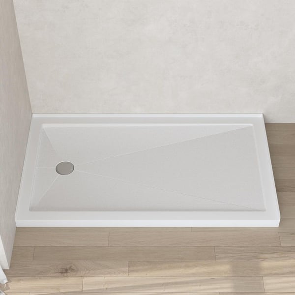 DEERVALLEY 60 in. L x 34 in. W Alcove Shower Pan Base in White with Left Drain