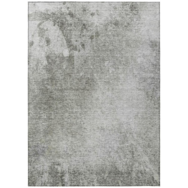 HomeRoots Gray and Off White 9 ft. x 12 ft. Woven Abstract Rectangle Indoor/Outdoor Area Rug