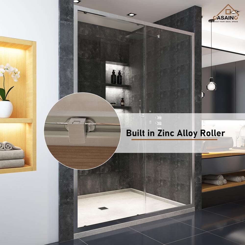 60" x 72" Brushed Nickel Framed Sliding Shower Door