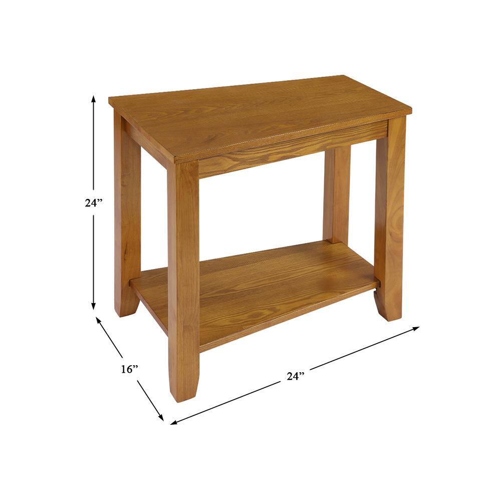 Elwell Oak Finish Rectangular Wood Chairside Table
