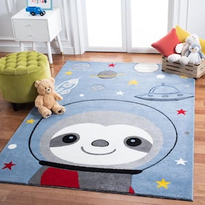 Carousel Kids Blue/Gray 4 ft. x 6 ft. Space Area Rug
