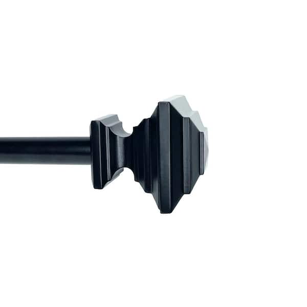 Versailles Home Fashions Industria 72 in. - 144 in. Adjustable Single 3/4 in. Diam. Curtain Rod Set in Black with Stacked Finial