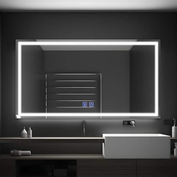 Dovelina 26 in. W x 47 in. H Modern Rectangular Frameless Anti-Fog LED Light Bathroom Vanity Mirror