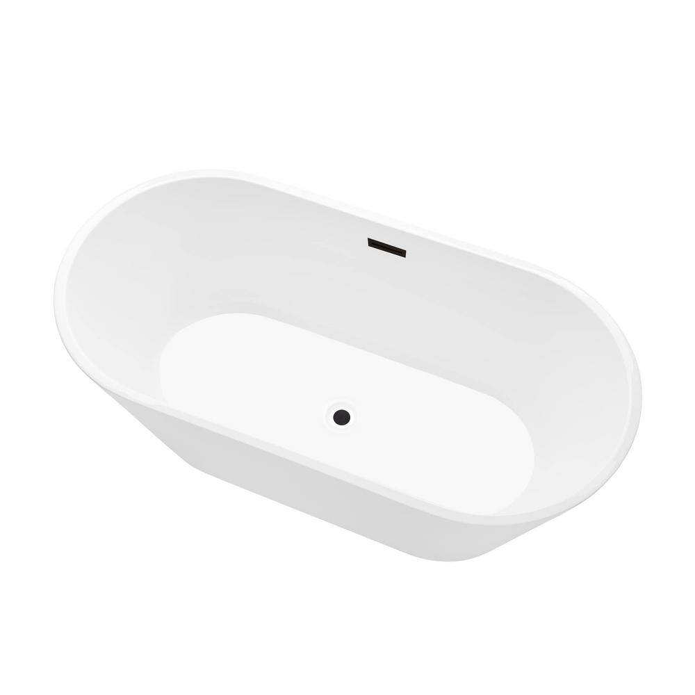 Iris 59" White Freestanding Acrylic Soaking Bathtub