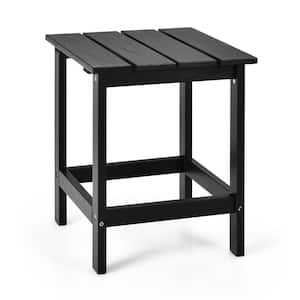 Black Square Wood 18 in. Outdoor Coffee Table Side End Table Suitable for Garden Patio Balcony