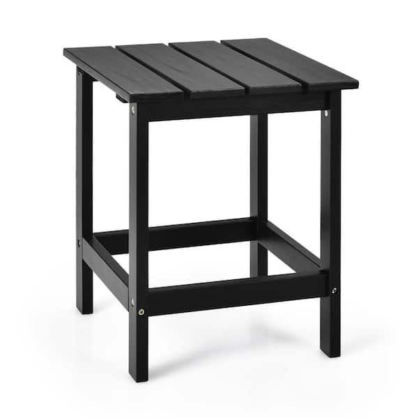 HONEY JOY Black Square Wood 18 in. Outdoor Coffee Table Side End Table Suitable for Garden Patio Balcony