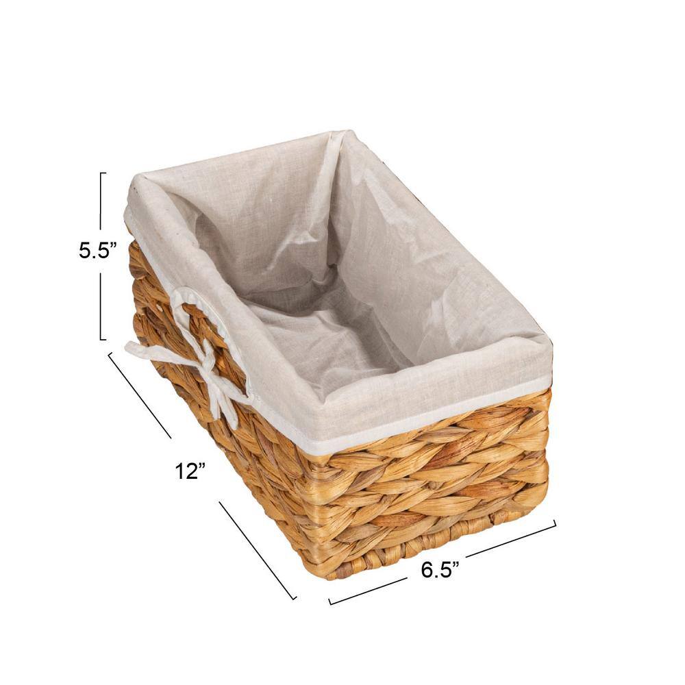 Natural Seagrass Rectangular Storage Basket Set with Liners
