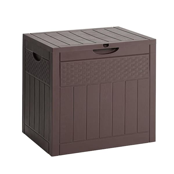 Unbranded 33 Gal. Brown Resin Deck Box with Lockable Lid