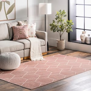 Veronica Geometric Honeycomb Pink 9 ft. x 12 ft. Modern Area Rug