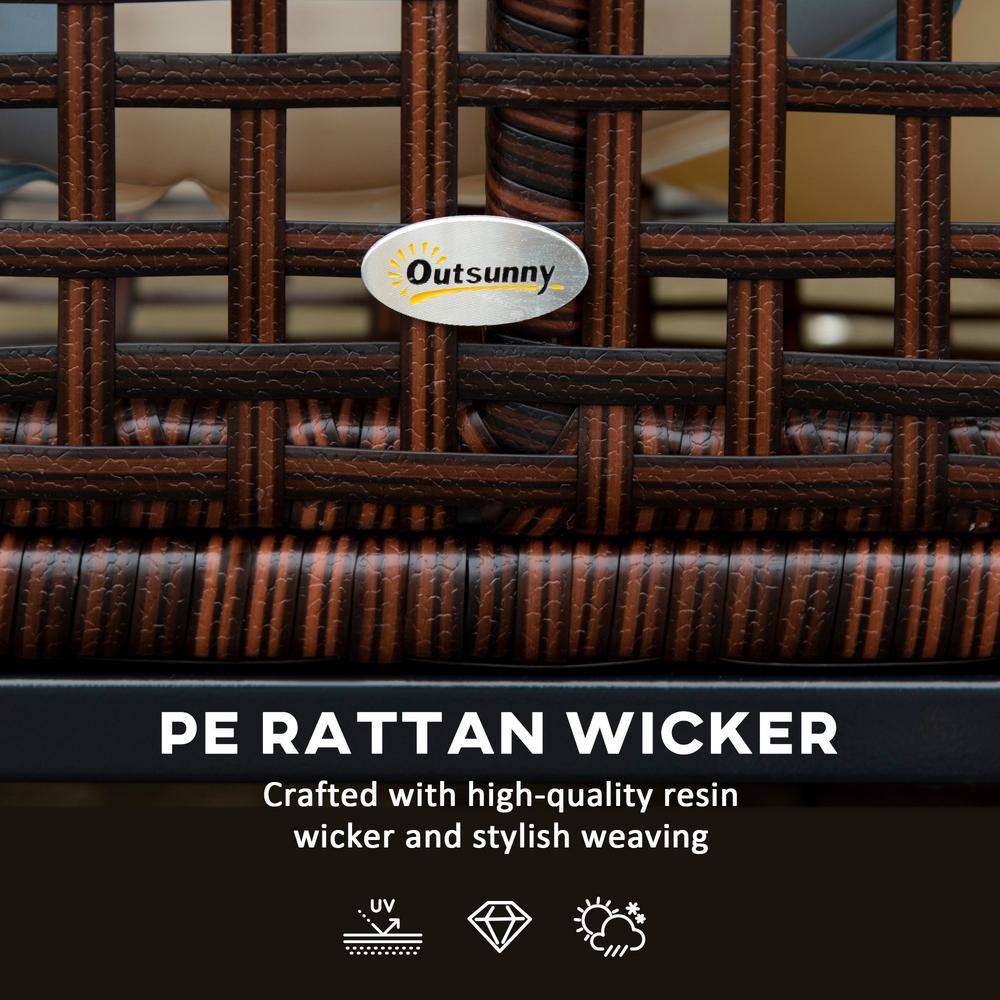 Mixed Brown Wicker Lockable Deck Box with Wheels