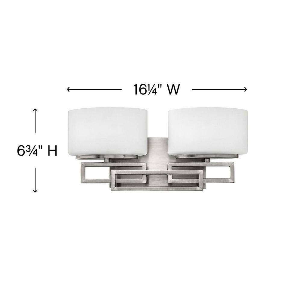 Lanza Chic Antique Nickel 2-Light Outdoor Bath Sconce with Etched Opal Shade