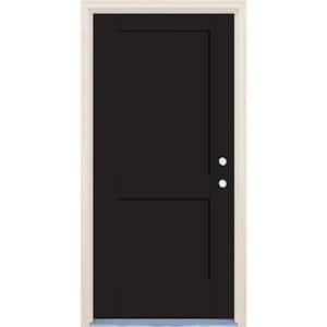 36 in. x 80 in. 2-Panel Left-Hand Onyx Fiberglass Prehung Front Door w/6-9/16 in. Frame and Nickel Hinges