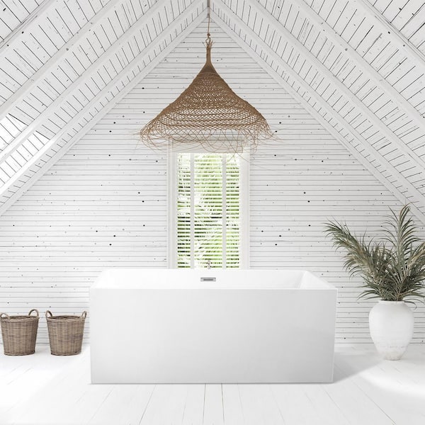 Persephone 59 in. Acrylic Flatbottom Non-Whirlpool Soaking Bathtub in White Persephone 59 in. Acrylic Flatbottom Non-Whirlpool Soaking Bathtub in White