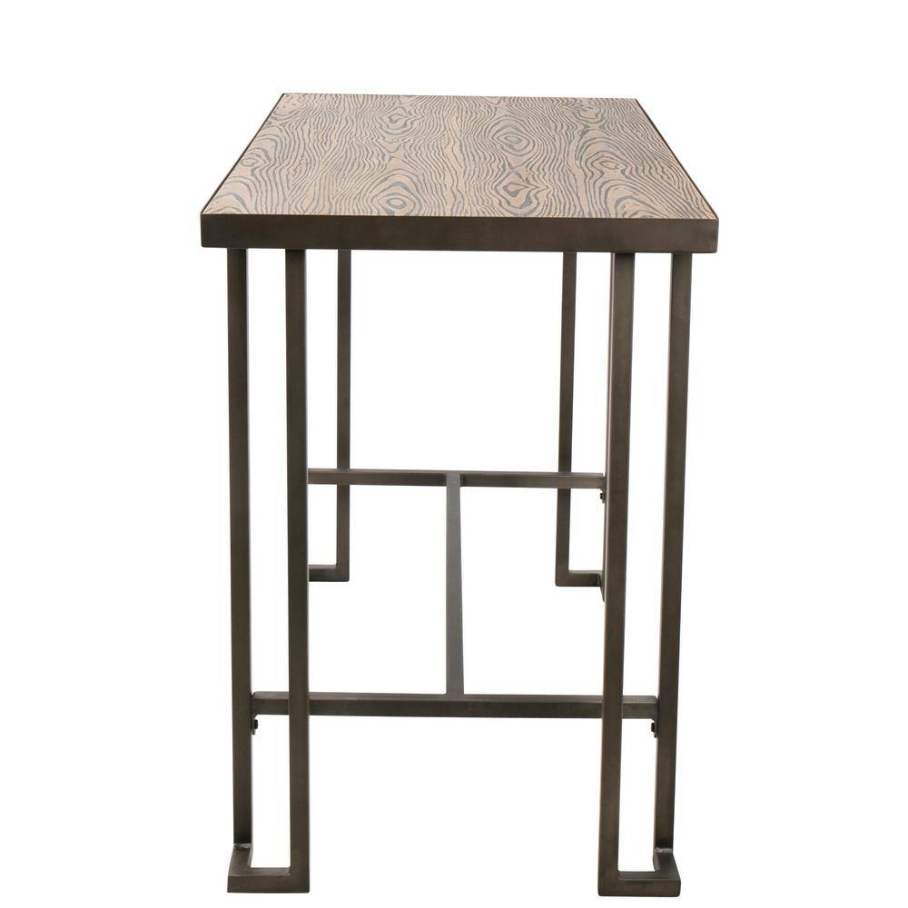 Reclaimed Wood Rustic Brown Counter Table with Steel Frame