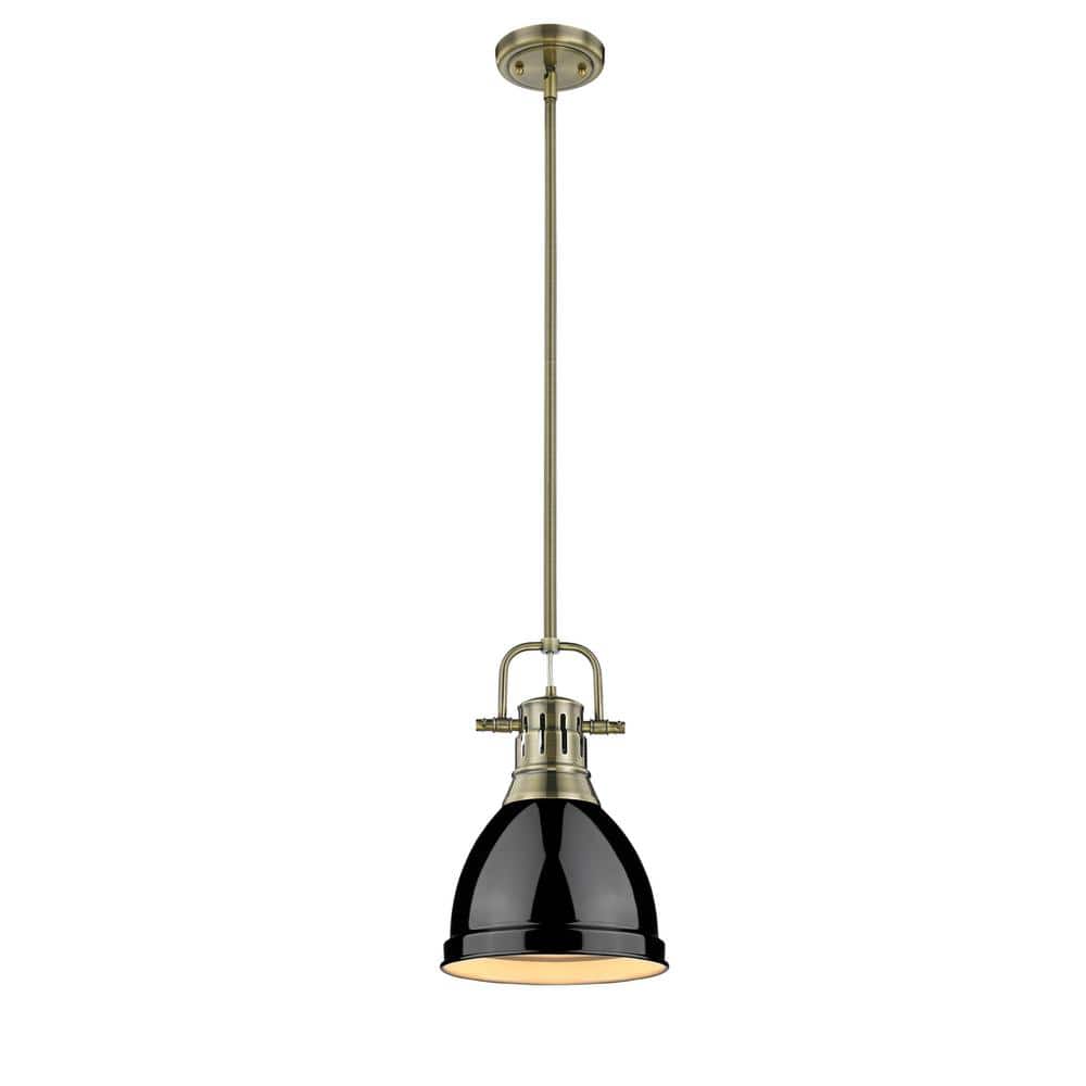 Duncan 100-Watt 1-Light Aged Brass Pendant Light with Black Shade and No Bulbs Included price history on PriceWatchPro