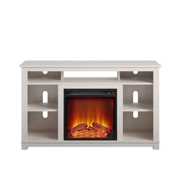 Ameriwood Home Domingo 47.6 in. Electric Fireplace TV Stand for TVs Up to 55 in. Ivory Pine