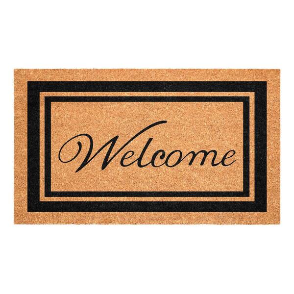 Black Border Welcome 24 in. x 36 in. Door Mat
