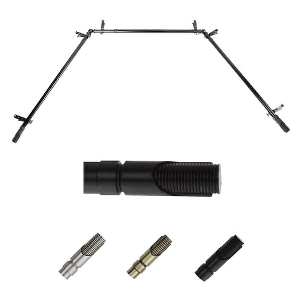 13/16" Dia Adjustable 20"-36", 38"-72" Bay Window Curtain Rod with Witz Finials in Black