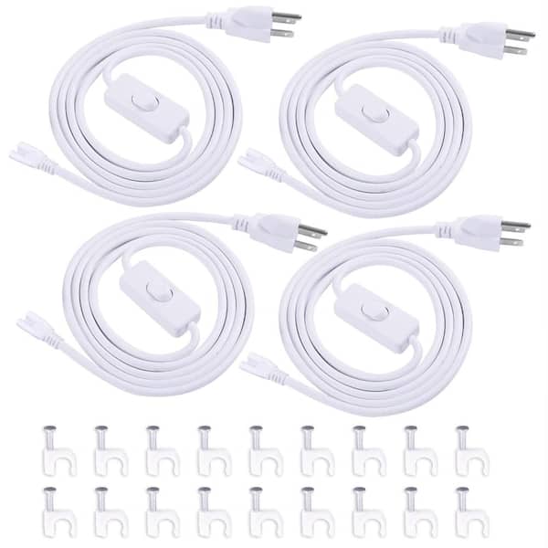 6 ft Power Cord with Inline On Off Switch for T5 T8 Integrated LED Tube Lights, 3 Prong Plug, 4 Pack