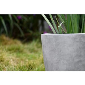 18 in. Dia, Natural Concrete, Lightweight Modern Round Outdoor Planter