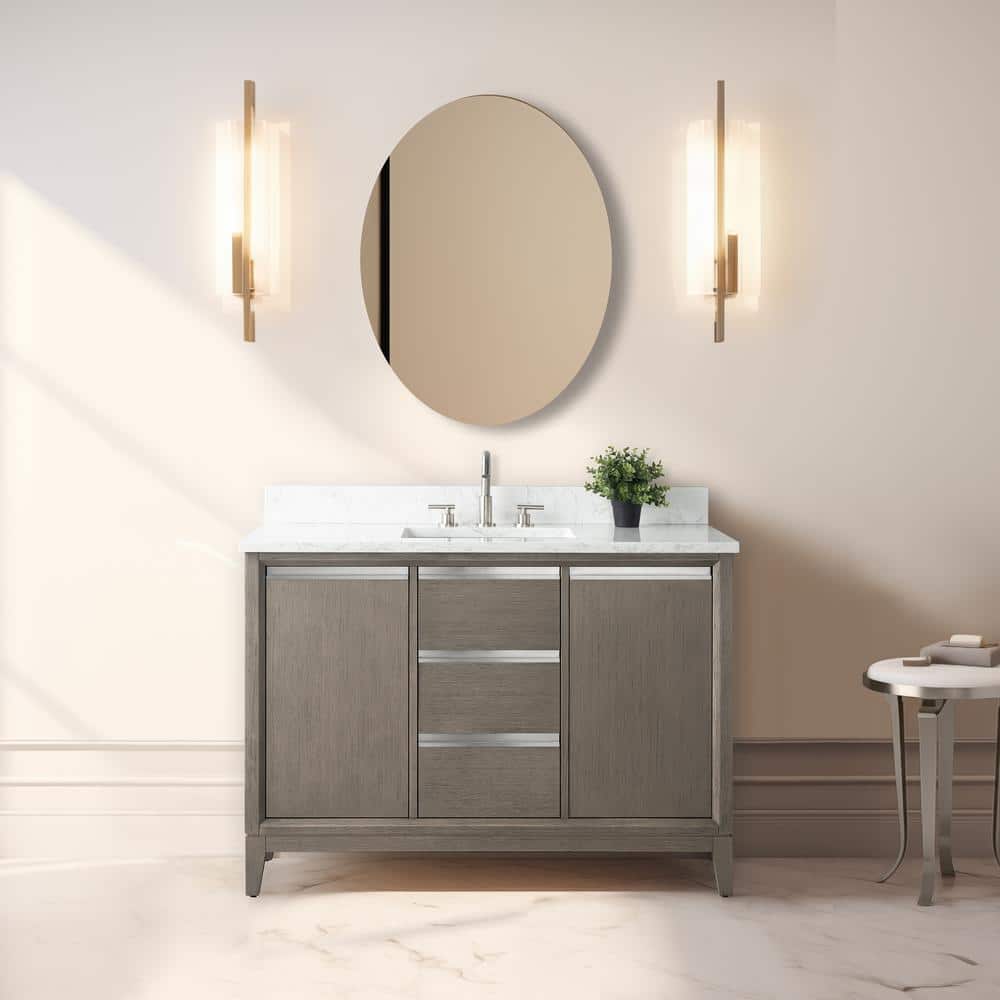 Driftwood Gray 48" Single Sink Bathroom Vanity with Engineered Marble Top