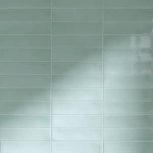 Rustic Fern Green 2.95 in. x 11.81 in. Polished Ceramic Subway Tile Sample