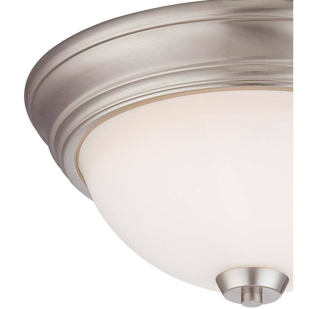 Brushed Nickel Etched Glass 13" Indoor/Outdoor Flush Mount Light