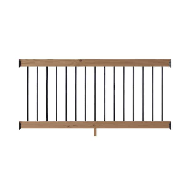 ProWood 6 ft. Walnut-Tone Southern Yellow Pine Rail Kit with Aluminum Square Balusters