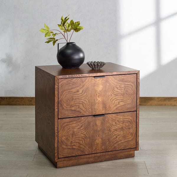 Frankie Walnut Burl 2 Drawer Nightstand