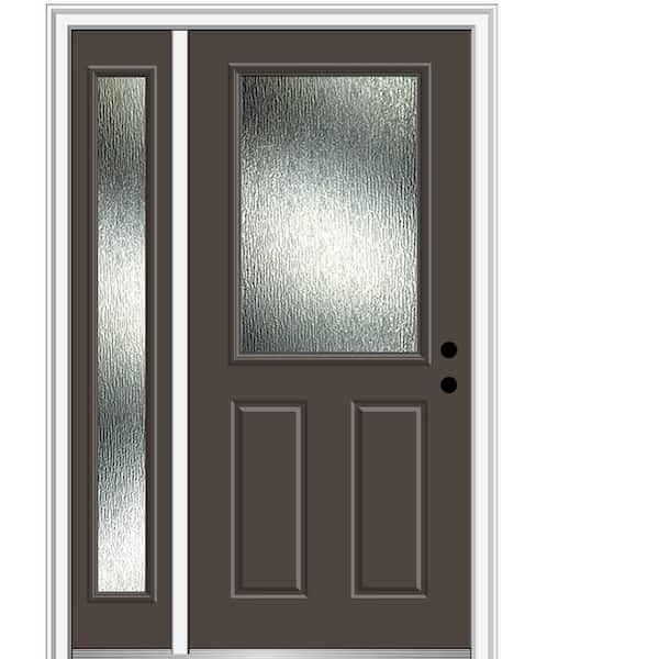 MMI Door Rain Glass 50 in. x 80 in. Left-Hand Inswing Brown Fiberglass Prehung Front Door on 4-9/16 in. Frame