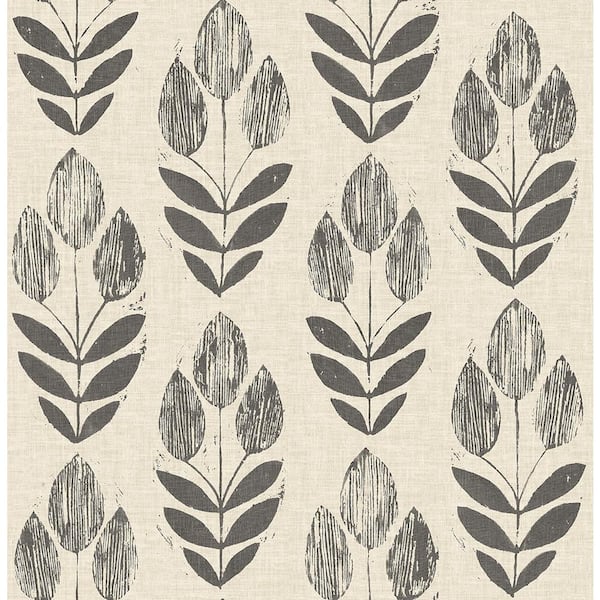 Garland Black Block Tulip Paper Non-Pasted Wallpaper Roll (Covers 56.4 Sq. Ft.)