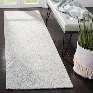 Abstract Silver 2 ft. x 8 ft. Geometric Runner Rug