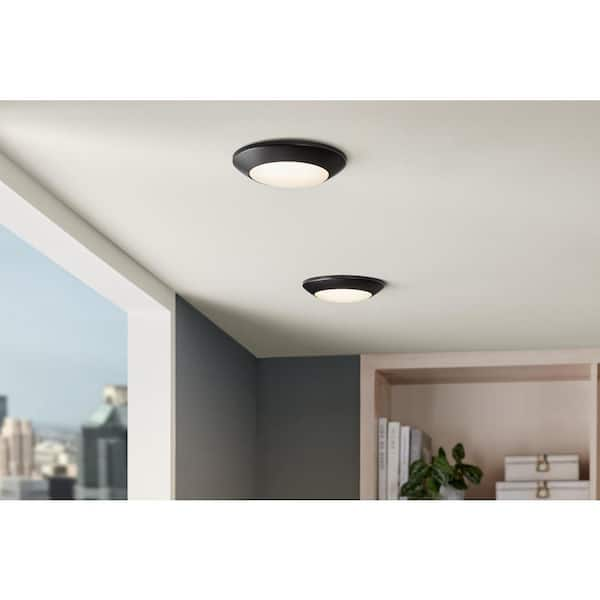 7 in. Matte Black Slim LED Flush Mount 854 Lumens Soft White 3000K Indoor Bedroom Closet Kitchen Lighting (2-Pack)