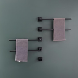 Swingable 4-Towel Holders Screw-In Plug-In and Hardwire Towel Warmer in Matte Black