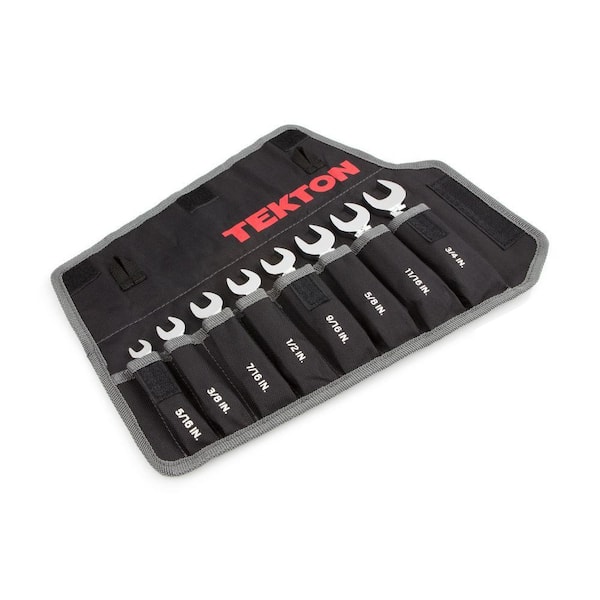 TEKTON 5/16-3/4 in. Stubby Ratcheting Combination Wrench Set with Pouch (8-Piece)