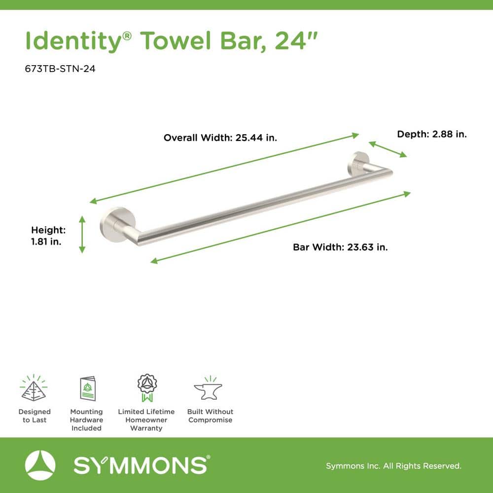 Satin Nickel 24" Wall Mounted Metal Towel Bar