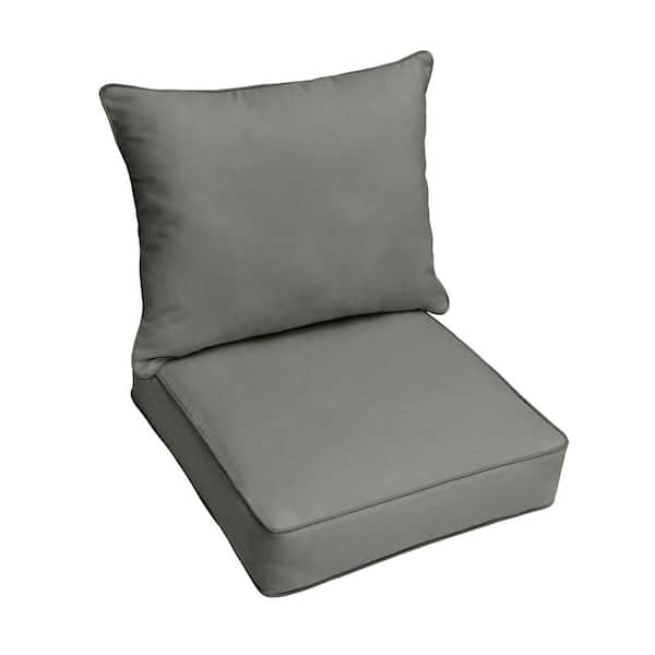 SORRA HOME 23 in. x 25 in. Deep Seating Outdoor Pillow and Cushion Set in Sunbrella Canvas Charcoal
