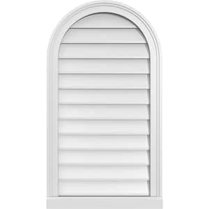 20 in. x 36 in. Round Top White PVC Paintable Gable Louver Vent Non-Functional