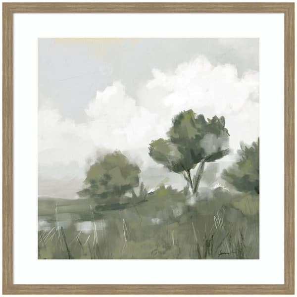Woodgrain "Shades of Olive No. 2" by Mary Sparrow Landscape Framed Art Print 34 in. x 34 in.