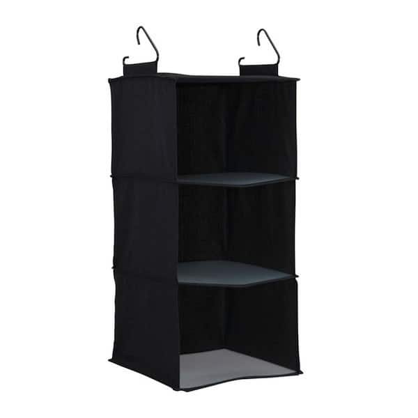 HOUSEHOLD ESSENTIALS 24 in. 3-Pair Black Polyester Hanging Shoe Organizer