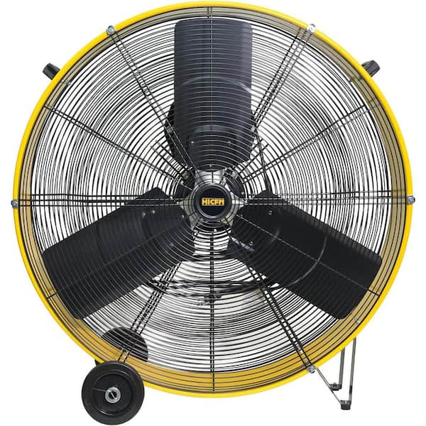 13300 CFM 30 in. Heavy Duty High Velocity Barrel Floor Drum Fan with Motor Stepless Speed Adjustment in Yellow