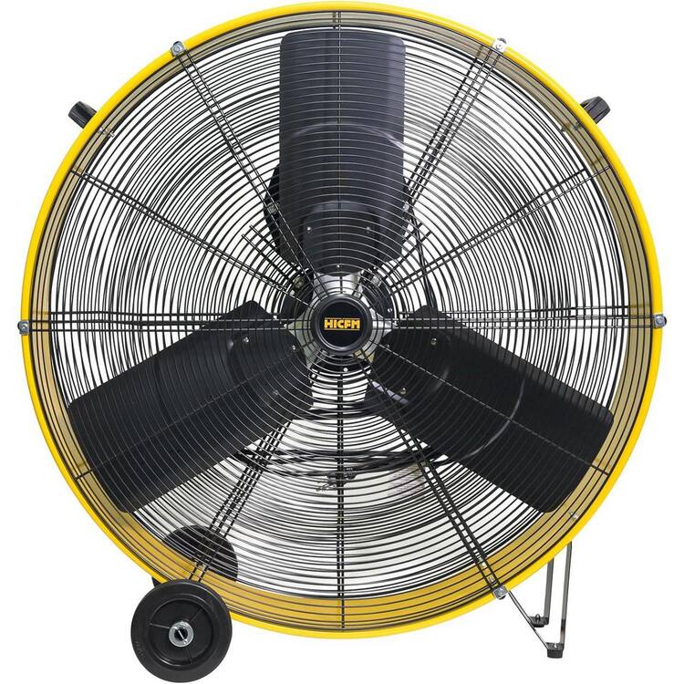 13300 CFM 30 in. Heavy Duty High Velocity Barrel Floor Drum Fan with Motor Stepless Speed Adjustment in Yellow