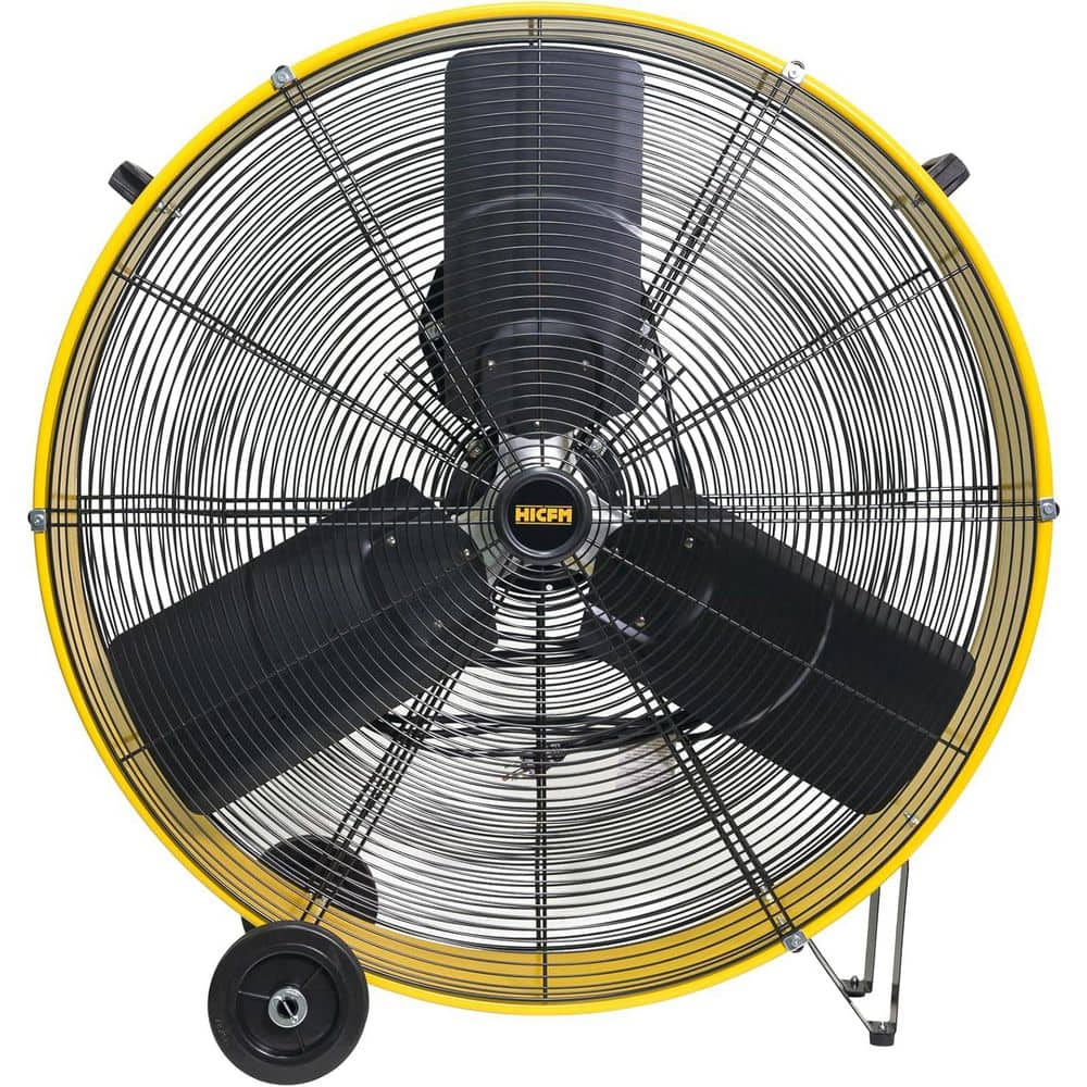 MELEZOOM 13300 CFM 30 in. Heavy Duty High Velocity Barrel Floor Drum Fan with Motor Stepless Speed Adjustment in Yellow