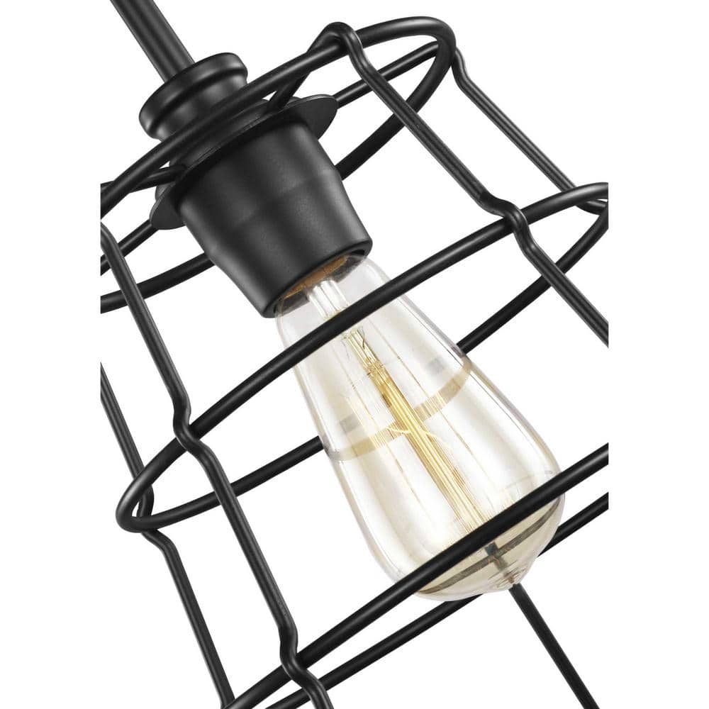 Chambers 10" Matte Black Farmhouse Mini-Pendant with Wire-Frame Shade