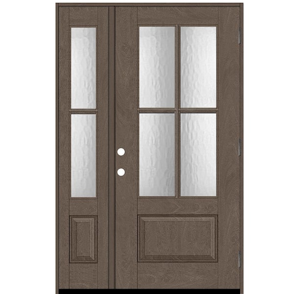 Regency 51 in. x 80 in. 3/4 Lite 4SDL Oasis Deco Glass LHOS Prefinish Ashwood Fiberglass Prehung Front Door 1_ 12 in. SL